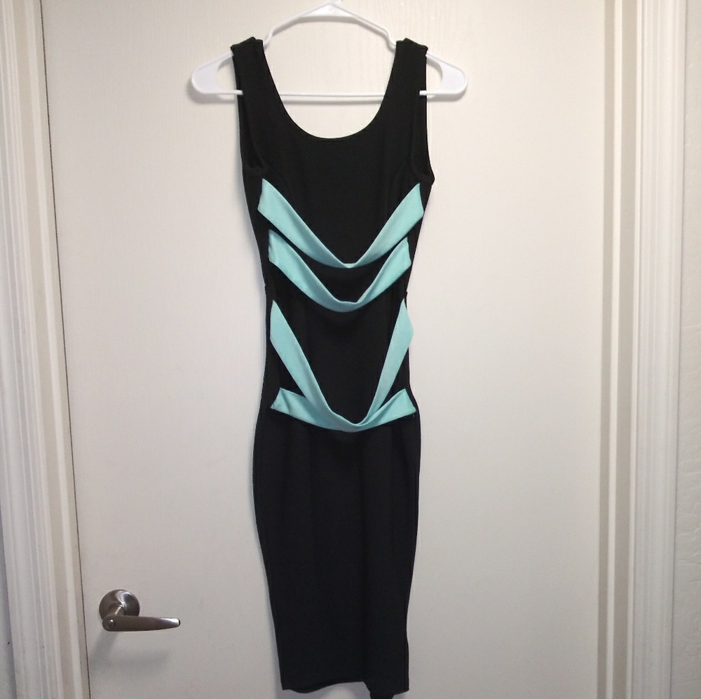 Medium Black & Sea Form Green Dress